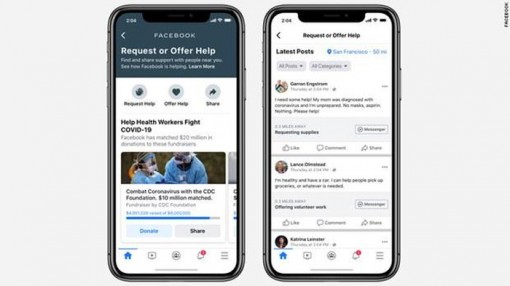 Facebook phát hành tính năng 'trợ giúp cộng đồng' phòng chống COVID-19