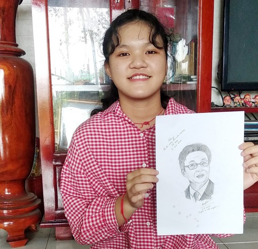 Học sinh Trường THPT Chu Văn An vẽ chân dung tặng Phó Thủ tướng Vũ Đức Đam