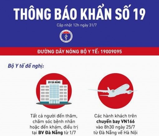 Thông báo khẩn người liên quan BV Đà Nẵng và chuyến bay VN166