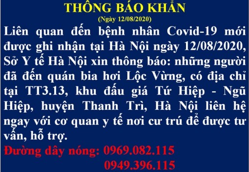 Hà Nội thông báo khẩn tìm người đến quán bia hơi Lộc Vừng