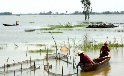 Mực nước lên nhanh theo triều