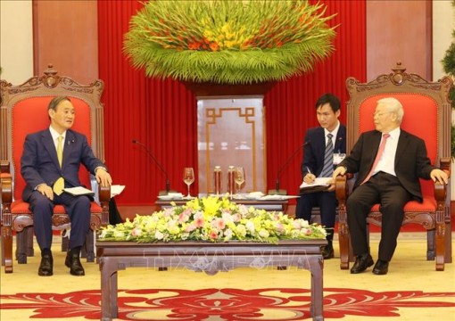 Tổng Bí thư, Chủ tịch nước Nguyễn Phú Trọng tiếp Thủ tướng Nhật Bản Suga Yoshihide