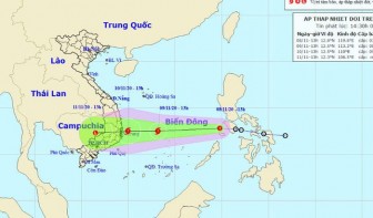 Áp thấp nhiệt đới giật cấp 9 vào Biển Đông