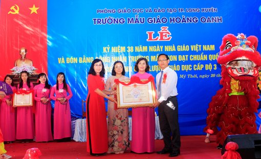 Trường Mẫu giáo Hoàng Oanh TP. Long Xuyên được công nhận trường đạt chuẩn quốc gia mức độ 2