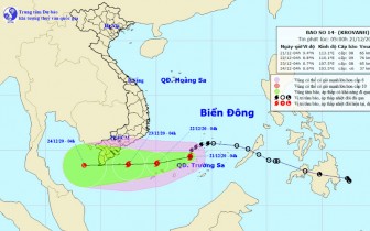 Bão số 14 hướng vào vùng biển Cà Mau đến Kiên Giang
