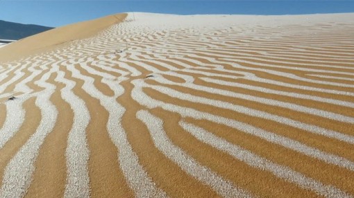 Sa mạc Sahara phủ đầy tuyết trắng gây bão mạng