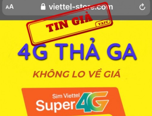 Giả mạo website của Viettel để rao bán SIM 4G