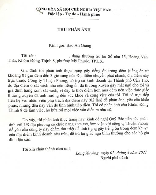 Bức xúc vì cơ sở kinh doanh gây tiếng ồn