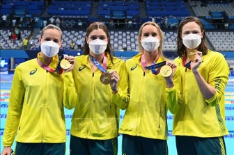 Australia phá kỷ lục thế giới nội dung bơi nữ 4x100 mét tiếp sức tự do