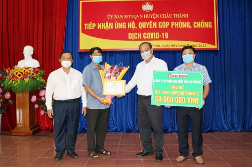 UBMTTQVN huyện Châu Thành tiếp nhận 50 triệu đồng ủng hộ Quỹ Phòng, chống dịch bệnh COVID-19