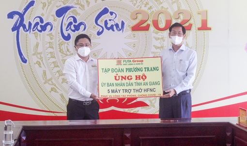 An Giang tiếp nhận 5 máy trợ thở HFNC phục vụ công tác phòng, chống dịch COVID-19 do Tập đoàn Phương Trang hỗ trợ