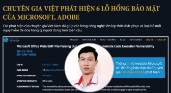 6 lỗ hổng bảo mật của Microsoft, Adobe do chuyên gia Việt phát hiện