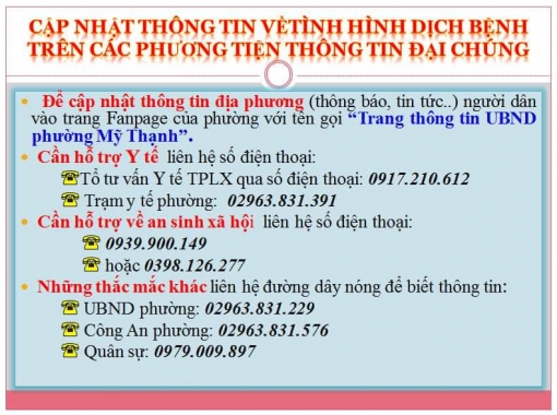 Tăng cường kiểm soát dịch trên địa bàn phường Mỹ Thạnh