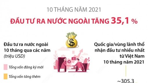 Đầu tư ra nước ngoài 10 tháng năm 2021 tăng 35,1%