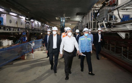 Bí thư Hà Nội kiểm tra dự án đường sắt đô thị đoạn Nhổn - ga Hà Nội