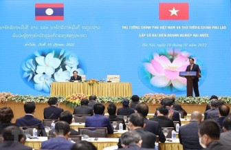 Thủ tướng Việt Nam và Thủ tướng Lào gặp gỡ doanh nghiệp hai nước
