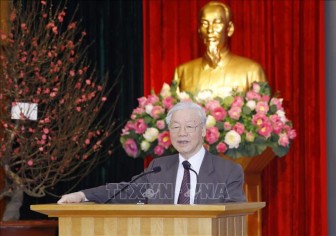 Tổng Bí thư Nguyễn Phú Trọng gặp mặt, chúc Tết tại Văn phòng Trung ương Đảng