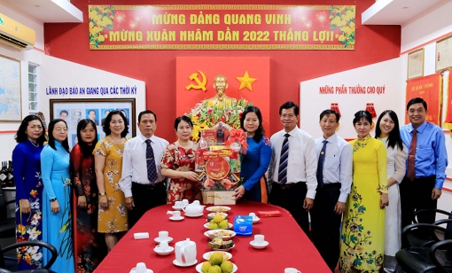 Thành ủy,  HĐND, UBND, UBMTTQVN TP. Long Xuyên chúc Tết Báo An Giang ngày mùng 1 Tết