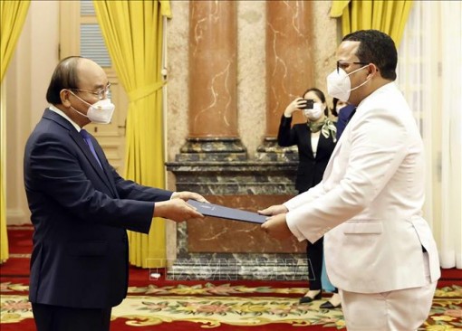 Chủ tịch nước Nguyễn Xuân Phúc tiếp các Đại sứ trình Quốc thư