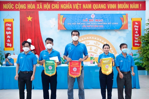 Khóm 6  đoạt giải nhất toàn đoàn Đại hội Thể dục Thể thao phường Mỹ Long lần thứ IX năm 2021