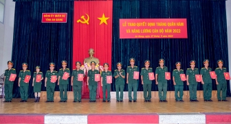 Ban Thường vụ Đảng ủy Quân sự tỉnh An Giang công bố quyết định thăng quân hàm và nâng lương cán bộ năm 2022