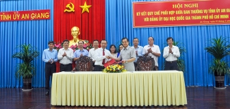 Ban Thường vụ Tỉnh ủy An Giang ký kết Quy chế phối hợp với Đảng ủy Đại học Quốc TP. Hồ Chí Minh