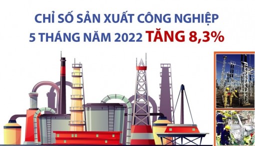 Chỉ số sản xuất công nghiệp 5 tháng đầu năm tăng 8,3%