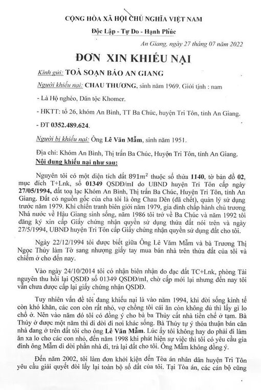 Sẽ đưa vụ việc của ông Chau Thương ra xét xử