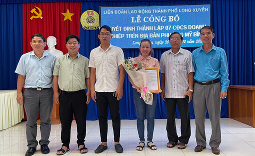 Liên đoàn Lao động TP Long Xuyên thành lập mới 7 công đoàn cơ sở doanh nghiệp