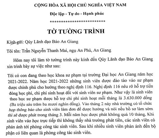 Trả lời phản ánh của bà Trần Nguyễn Thanh Mai