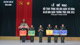 Ban Chỉ huy Quân sự TP. Long Xuyên đoạt hạng nhất Hội thao Trung đội dân quân cơ động