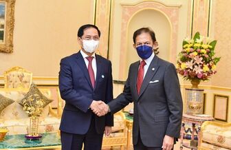 Bộ trưởng Ngoại giao Bùi Thanh Sơn tiếp kiến Quốc vương Brunei