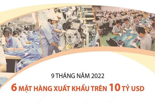 6 mặt hàng xuất khẩu trên 10 tỷ USD trong 9 tháng