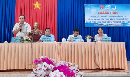 Lãnh đạo huyện Phú Tân đối thoại với đoàn viên, hội viên phụ nữ về khởi nghiệp thời kỳ chuyển đổi số