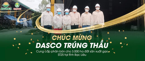 DASCO trúng thầu cung ứng sản phẩm cho 3.300ha đất trồng gạo sạch ST25 tại Bạc Liêu