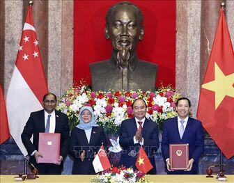 Chủ tịch nước và Tổng thống Singapore chứng kiến lễ ký các văn kiện hợp tác