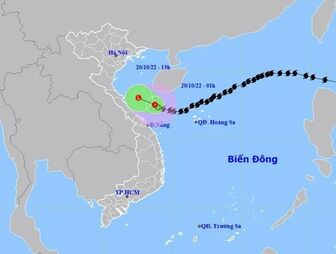 Áp thấp nhiệt đới gây mưa dông, gió giật cấp 9 ở vùng biển Quảng Trị-Quảng Ngãi