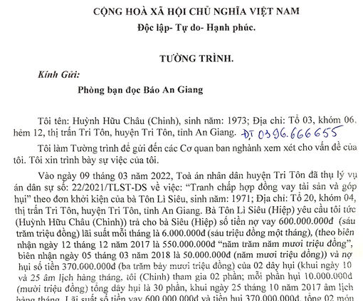 Trả lời phản ánh của ông Huỳnh Hữu Châu