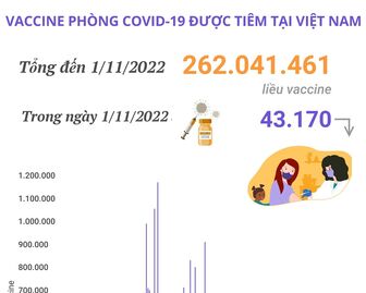 Hơn 262,041 triệu liều vaccine phòng COVID-19 đã được tiêm tại Việt Nam