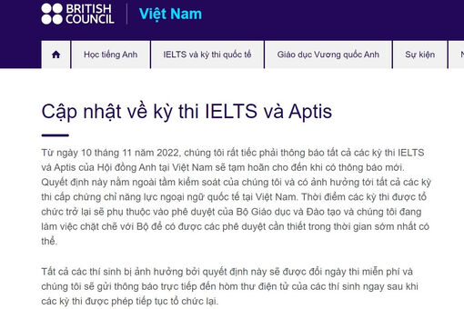 Hội đồng Anh tạm hoãn kỳ thi IELTS từ hôm nay