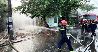 Diễn tập phương án chữa cháy tại khu dân cư khóm Nguyễn Du