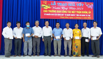 Tặng quà Tết các Trưởng ban Công tác Mặt trận khóm, ấp ở huyện Châu Phú