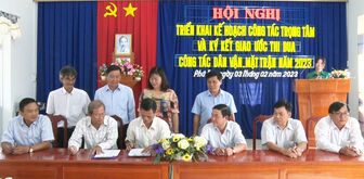 Ký kết giao ước thi đua công tác Dân vận – Mặt trận huyện Phú Tân năm 2023