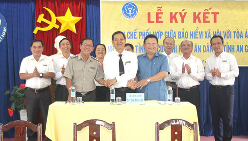 Bảo hiểm Xã hội An Giang ký kết quy chế phối hợp với Tòa án nhân dân tỉnh và Cục Thi hành án dân sự tỉnh