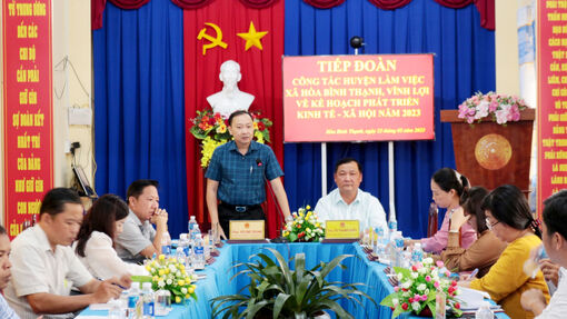 Lãnh đạo Châu Thành làm việc với 2 xã Hòa Bình Thạnh và Vĩnh Lợi về nhiệm vụ phát triển kinh tế - xã hội