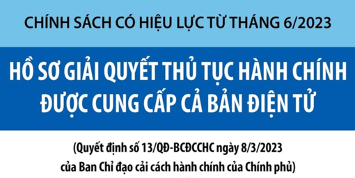 Hồ sơ giải quyết thủ tục hành chính được cung cấp cả bản điện tử