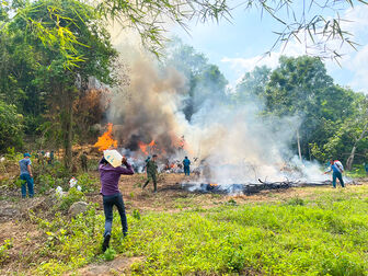 Diễn tập thực binh chữa cháy rừng tại phường Thới Sơn