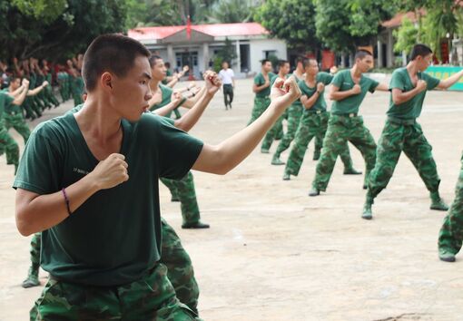 Một buổi học võ của chiến sĩ mới biên phòng An Giang