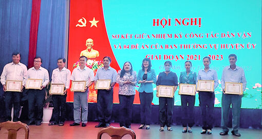 Huyện ủy Chợ Mới sơ kết giữa nhiệm kỳ công tác dân vận và 4 đề án cầu, đường, nhà, hoa