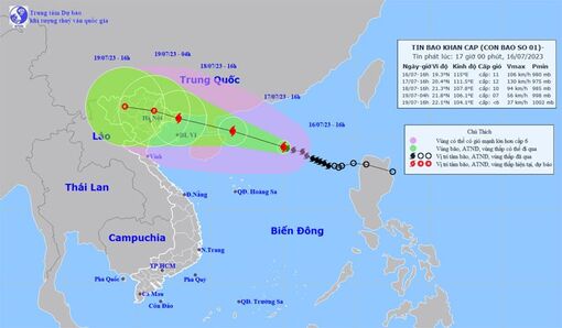 Bão giật cấp 14 hướng vào vùng biển từ Quảng Ninh-Thái Bình